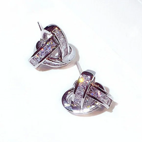 Sterling silver diamond earrings - Picture 3 of 7